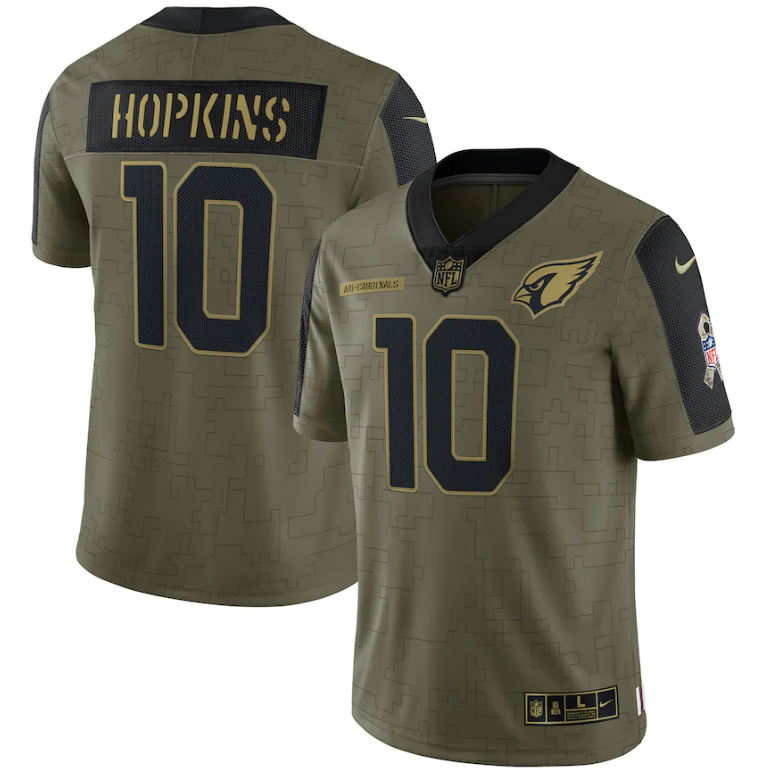 Men's Arizona Cardinals #10 DeAndre Hopkins 2021 Olive Salute To Service Limited Stitched